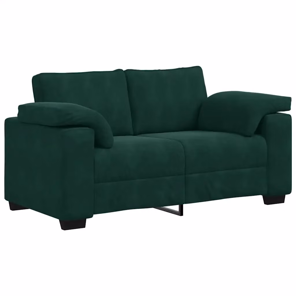 Divanetto Moderno VIDAXL in Velluto Verde con Cuscini, L: 160 cm, P: 77 cm, H: 82 cm – 2