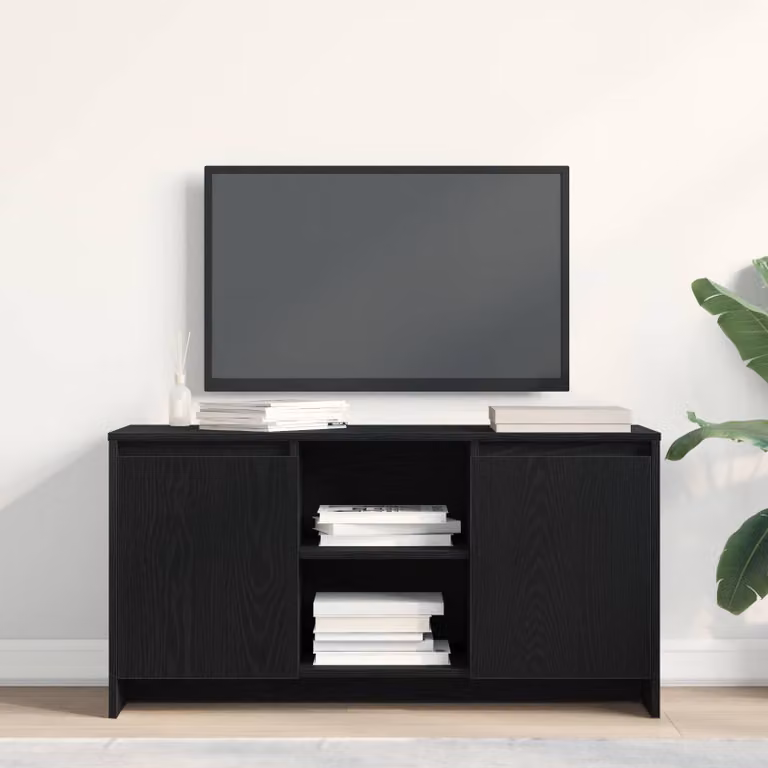 Mobile TV vidaXL moderno in legno ingegnerizzato nero L: 102 cm, P: 37,5 cm, H: 52,5 cm