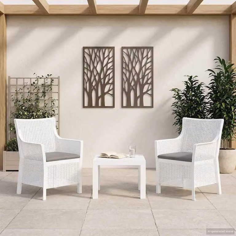 Maison Exclusive - Set da salotto, 3 pezzi, colore bianco, materiale PP