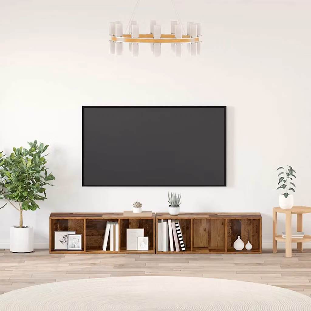 Set di 2 mobili TV moderni vidaXL in legno ingegnerizzato color marrone per soggiorno