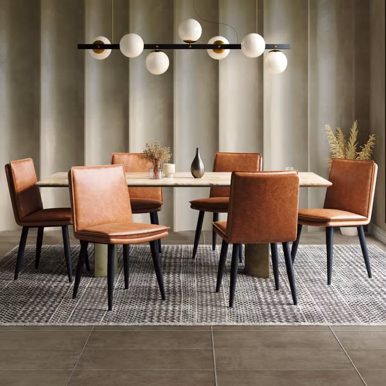 Sweiko 6 sedie da pranzo, sedie da pranzo in PU, cuscini a doppio strato, comode e morbide, adatte ada pranzo, soggiorni, caffè, stile moderno, marrone