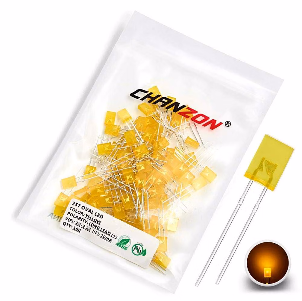 100 diodi LED gialli, dimensioni 2x5x7 mm, per elettronica e illuminazione
