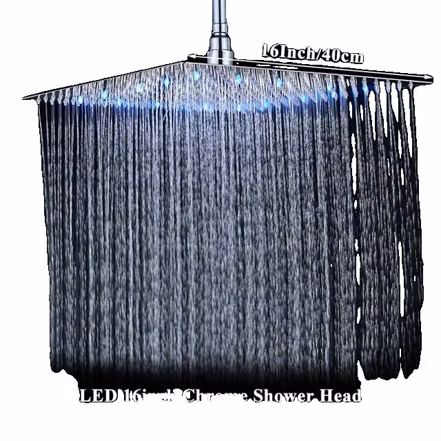 Soffione a LED, superficie cromata, dimensioni 16 pollici, 16 LED cromo