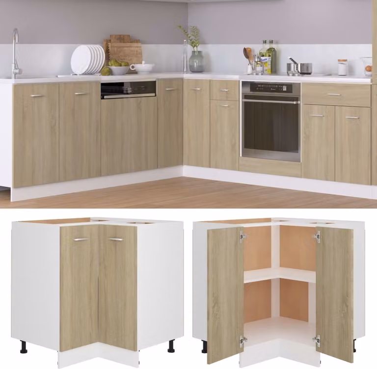 The Living Store Base ad angolo rovere Sonoma 75,5x75,5x80,5 cm Materiale in legno