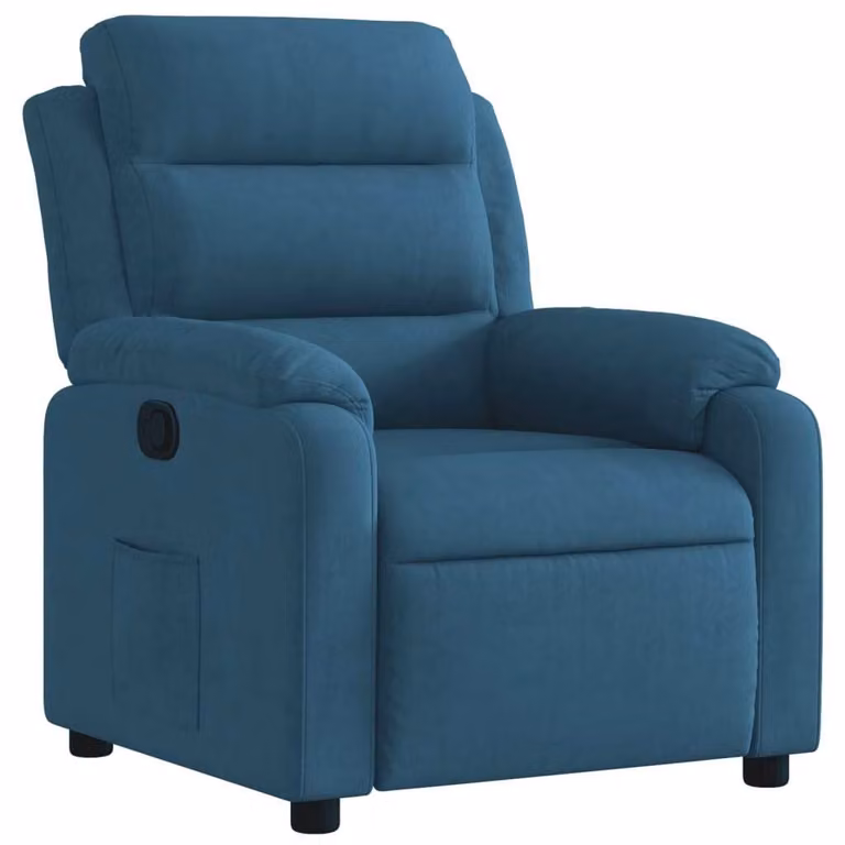 Poltrona Reclinabile Blu in Velluto