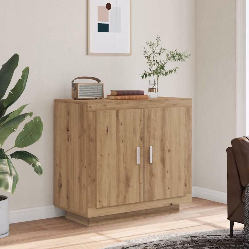 Credenza minimalista vidaXL in legno Rovere marrone con finitura opaca L: 80 cm, P: 40 cm, H: 75 cm