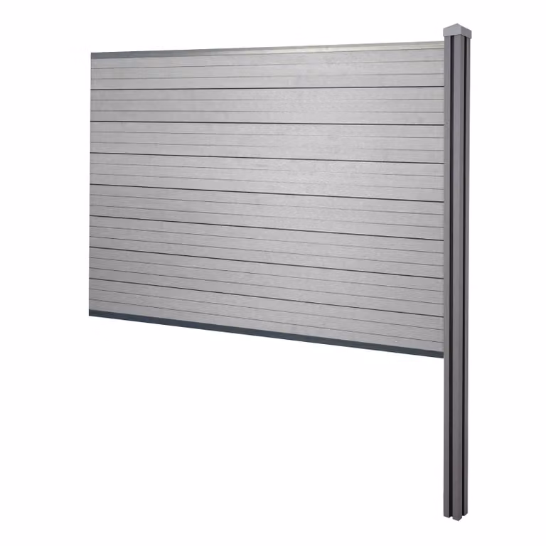 Schermo privacy in WPC Sarthe, recinzione frangivento, palo in WPC da inserire nel calcestruzzo ~ elemento di prolunga, 188 cm grigio