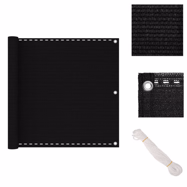 vidaXL Schermo per balcone nero, 90x300 cm, in HDPE - Ombrelloni e protezioni solari