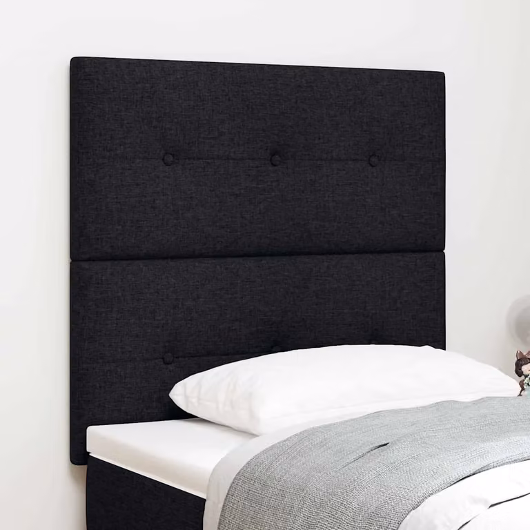 Testiera per letto vidaXL con illuminazione LED e porte di ricarica USB, rivestimento in tessuto nero, Larghezza: 100 cm