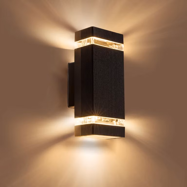 Lampada da parete esterna, alluminio, attacco GU10, massimo 35W, grado di protezione IP54, colore nero