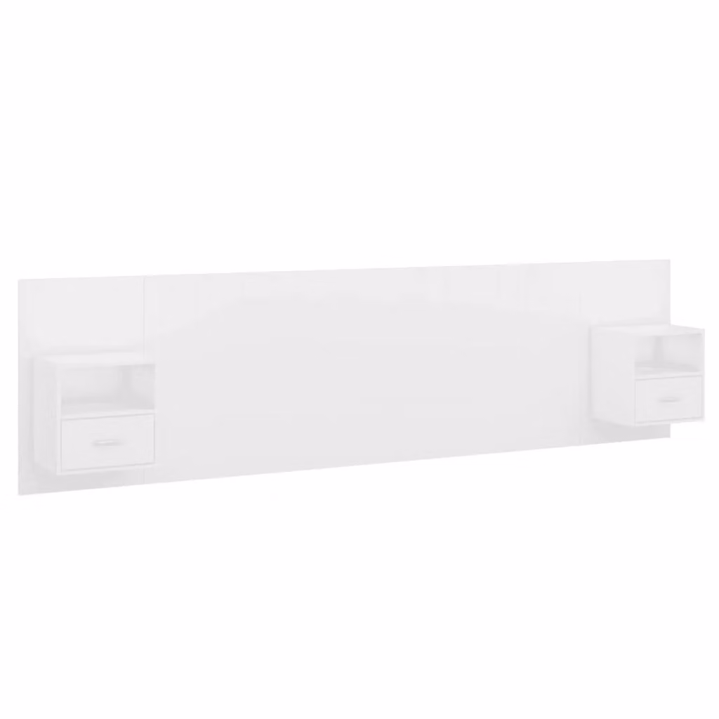 vidaXL Testiera per Letto con Comodini Integrati in Legno MDF Bianco L: 151 cm, H: 80 cm, P: 80 cm – 2