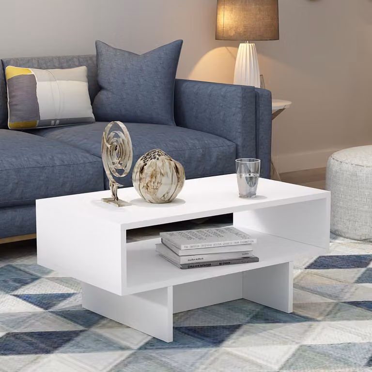 Tavolino Mjölby Tavolino 36,4 x 80 x 45 cm Tavolo da salotto Tavolo rettangolare da divano bianco