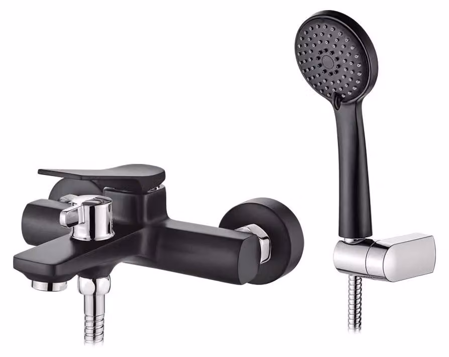 Ibergrif Praga - Set di rubinetteria monocomando per vasca da bagno, con miscelatore e soffione doccia