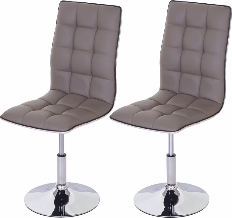 set di 2 sedie per sala da pranzo HWC-C41, sedia da cucina, girevole e regolabile in altezza, in Pelle finta certificata ~ grigio tortora