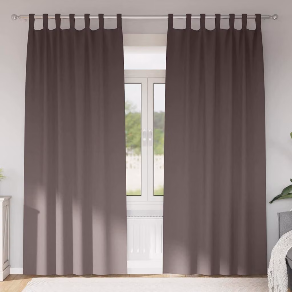 Tende Blackout con Anelli 2 pcs Marrone Scuro 245 x 140 cm