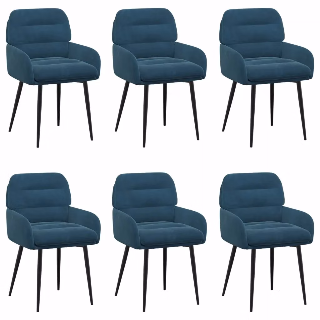 Set di 6 sedie da pranzo moderne vidaXL in velluto blu L/P/H: 59 x 59,5 x 90 cm – 2