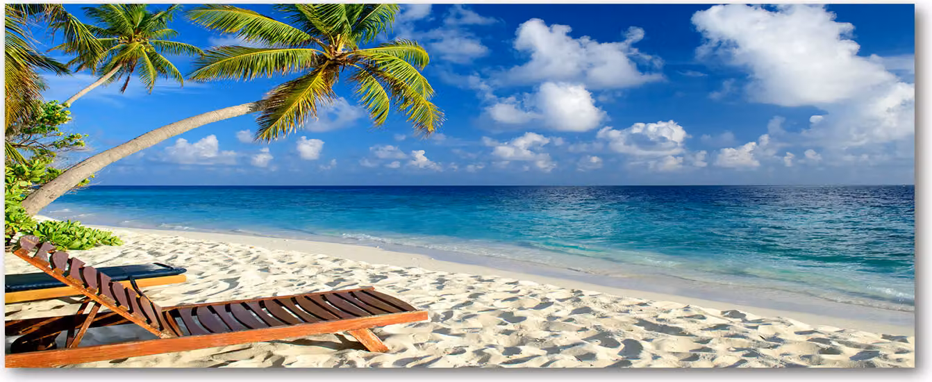 Pannello protettivo per cucina Tulup® in vetro temperato - 125x50 - Protezione anti-schizzi con decoro: paesaggio, spiaggia tropicale