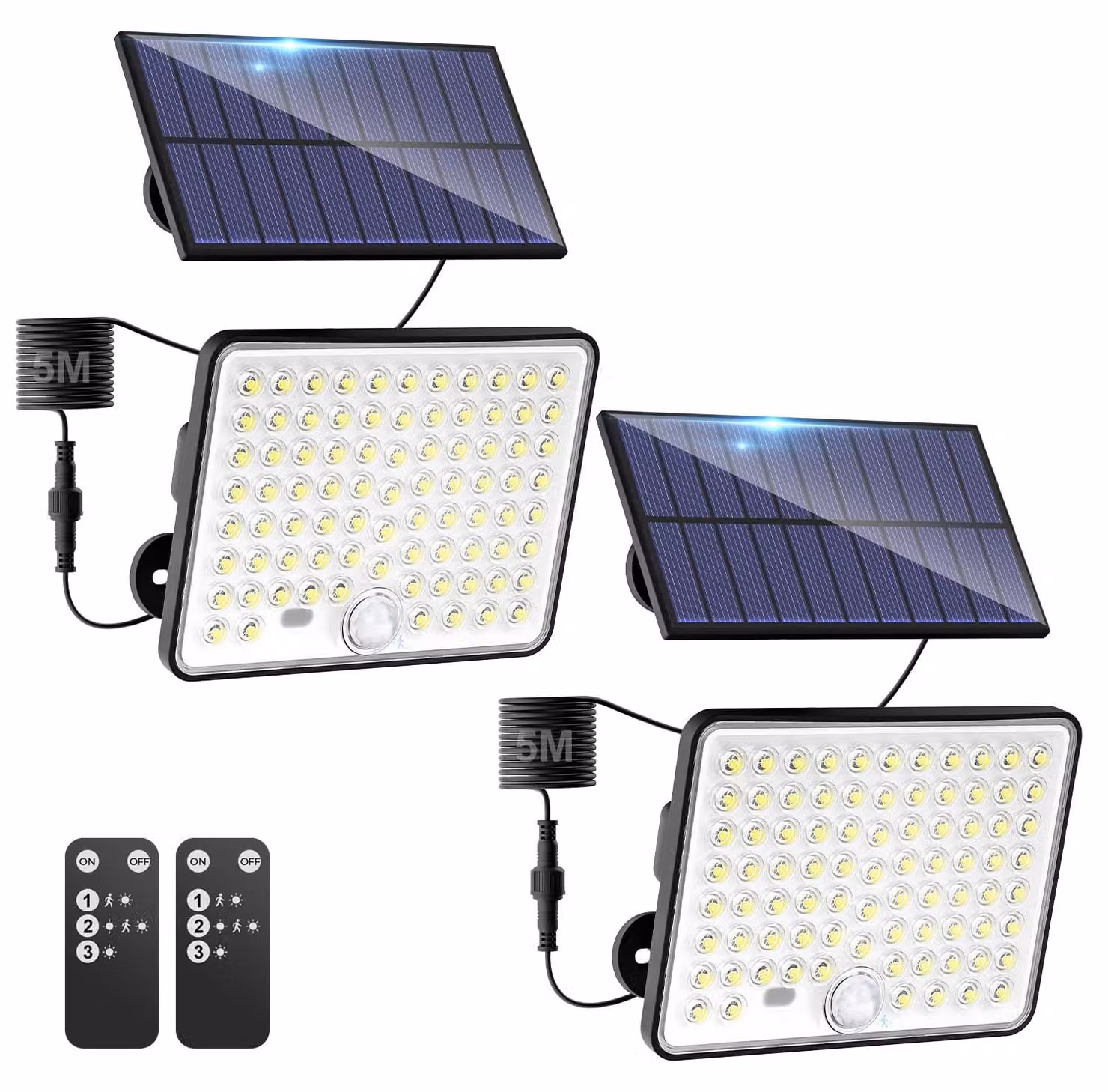 Lampade solari a LED, confezione da 2, 82 LED, sensore di movimento, grado di protezione IP65