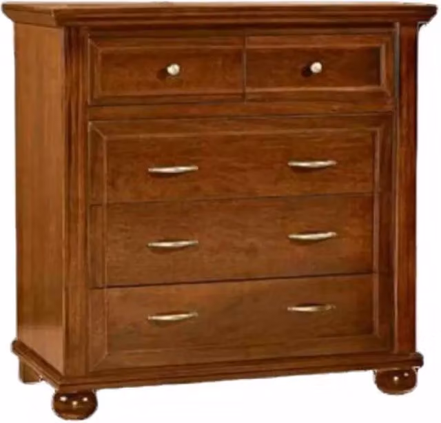 Cassettiera in legno stile arte povera con 5 cassetti Mobili 2G colore noce L: 97 cm, P: 54 cm, H: 97 cm – 4