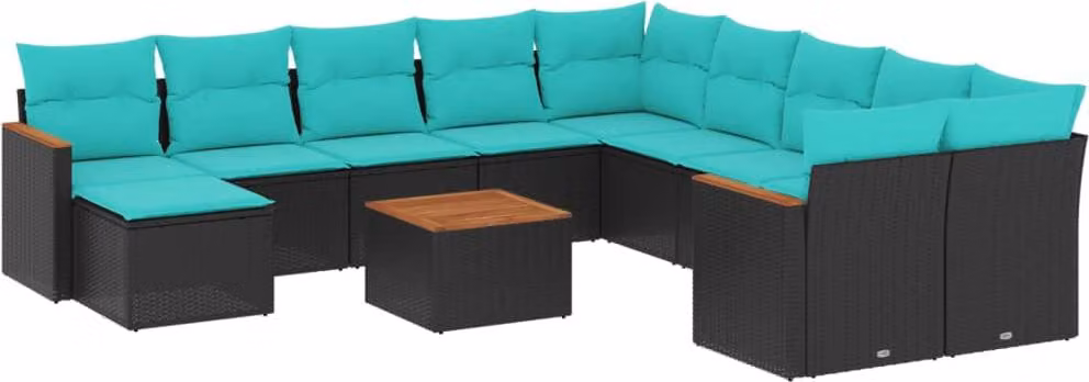 Maison Exclusive - Set da giardino 12 pezzi con cuscini, polyrattan nero