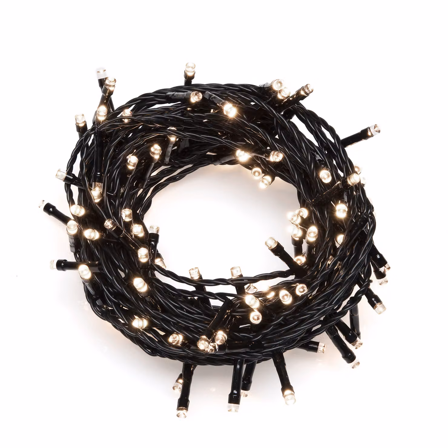 Fata micro LED, 1000 diodi bianco caldo, 24V, per esterni (IP44), cavo nero