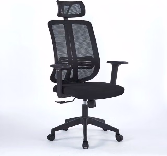 Poltrona ufficio ergonomica Satia Effezeta Italia in tessuto e mesh nera con poggiatesta e braccioli L/P/H: 61 x 66 x 117 cm