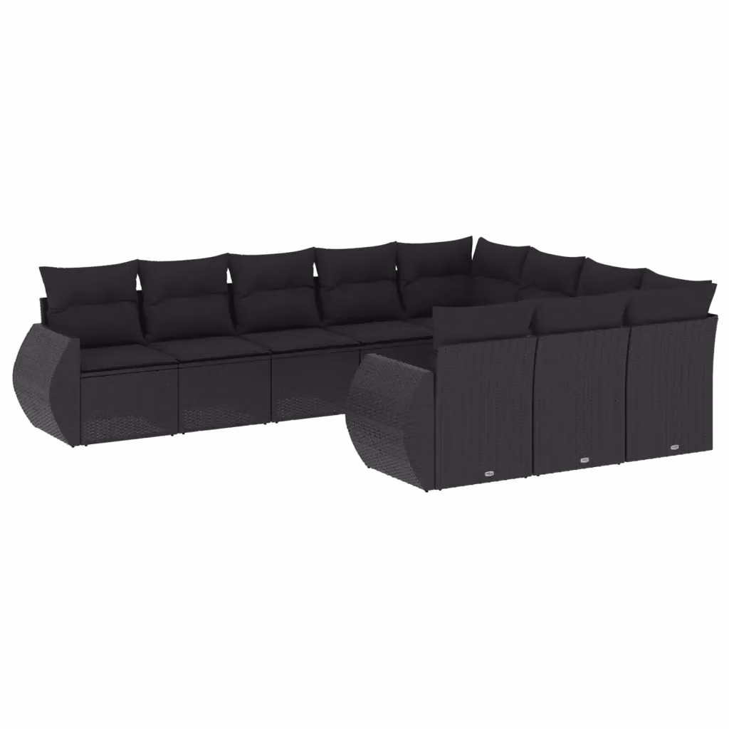 Set di divani da giardino vidaXL in polyrattan nero con cuscini inclusi e coperture rimovibili – 2