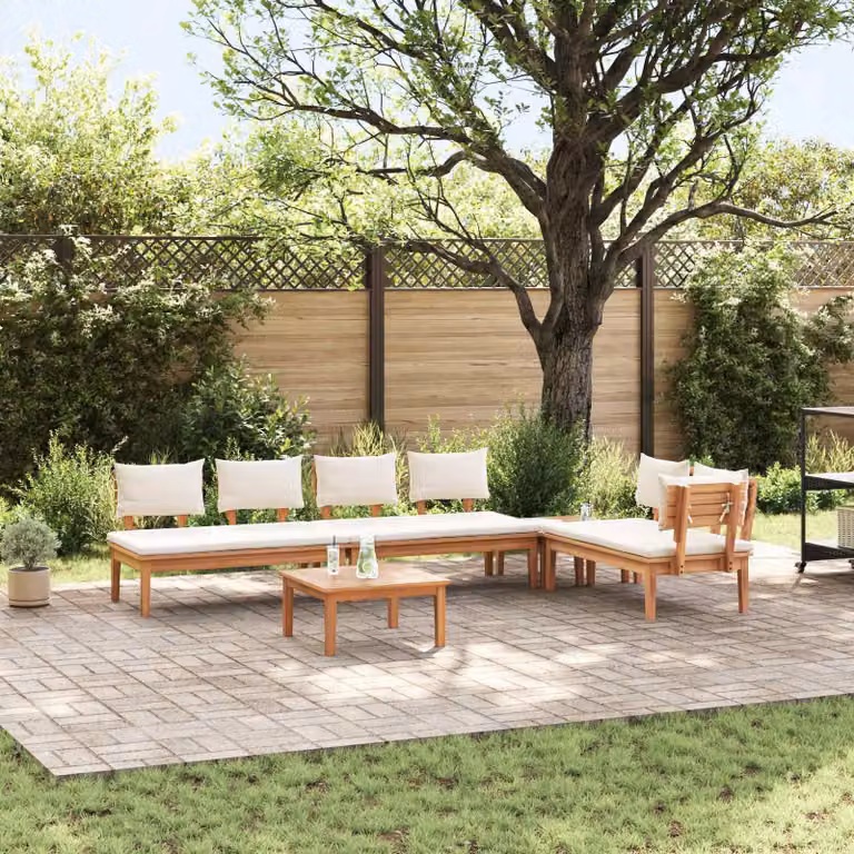 Maison Exclusive - Set di divani da giardino, 5 pezzi, color marrone e crema