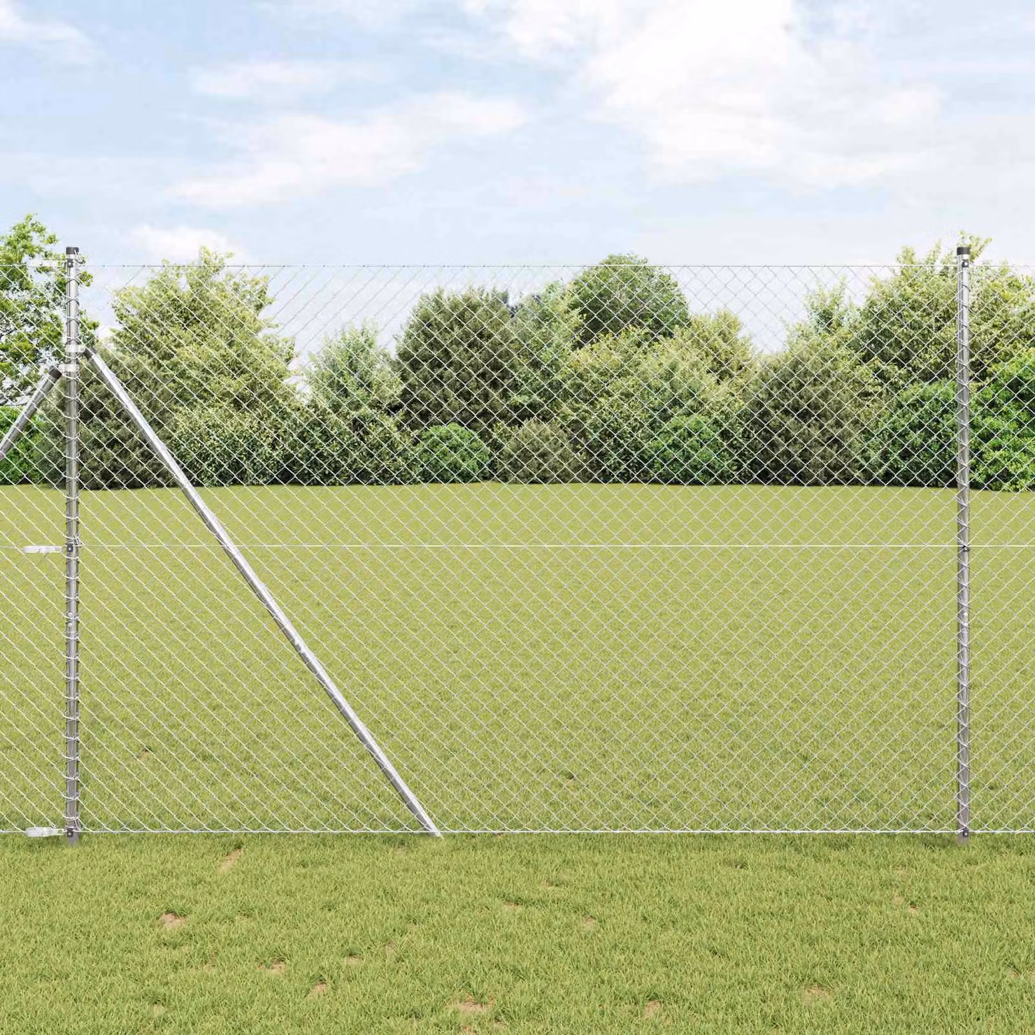 Recinzione a rete metallica vidaXL in acciaio zincato Argento, L: 10 m, H: 1,6 m