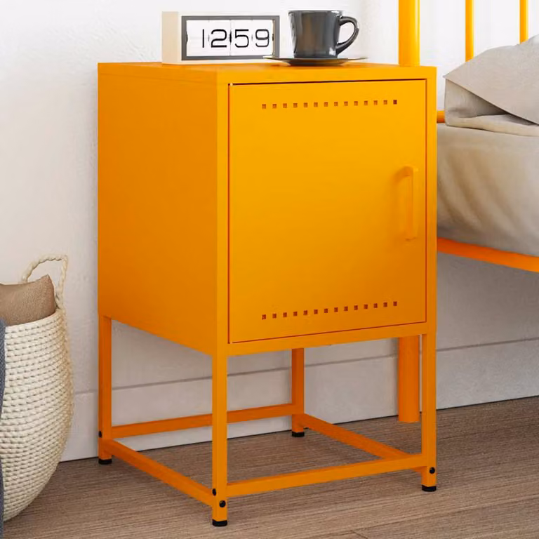 Comodino vidaXL in metallo giallo senape con finitura opaca, modello da appendere alla parete, L 36 cm x P 39 cm x H 60,5 cm