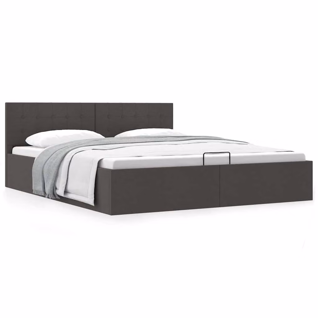 vidaXL Giroletto con Contenitore Moderno in Tessuto Grigio con Base Lift-up L/P: 180 x 200 cm – 1