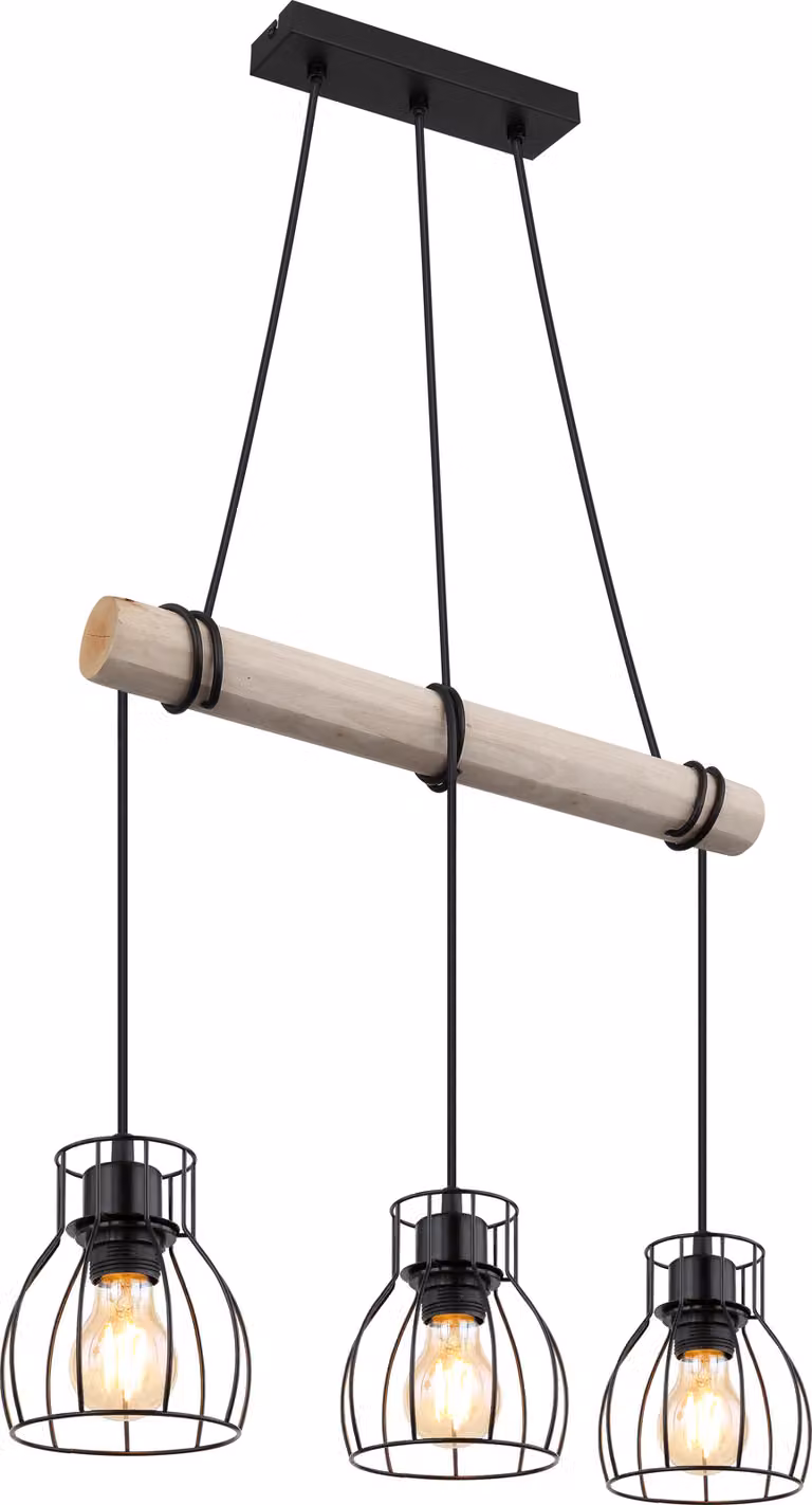 Globo Lighting lampada a sospensione in metallo nero opaco, 3x E27
