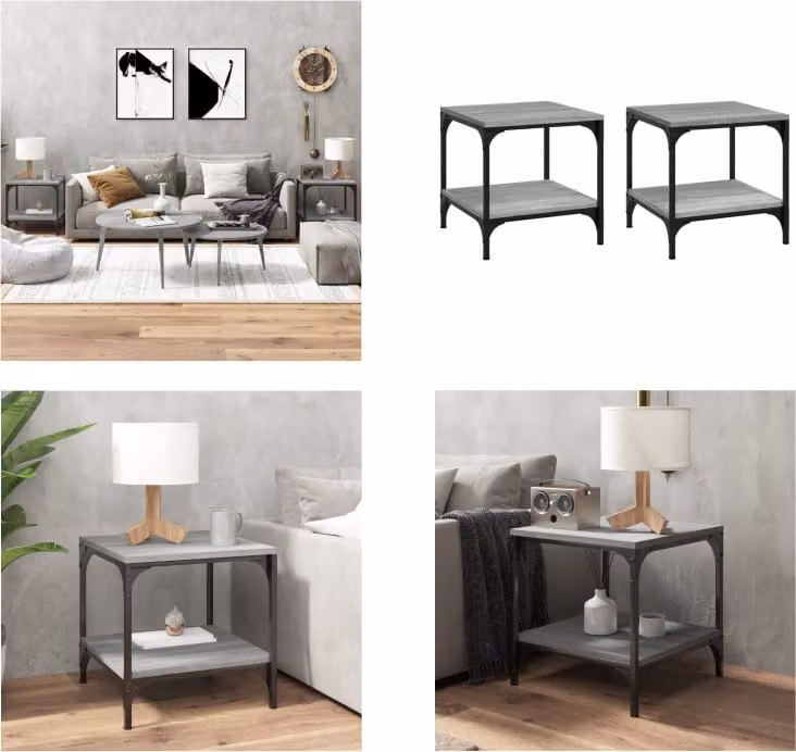 vidaXL Tavolini 2 pz. Grigio Sonoma 40x40x40 cm Materiale a base di legno - Tavolino - Tavolini - Tavolino - Tavolo