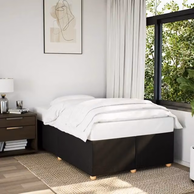 Giroletto vidaXL in tessuto nero con doghe in legno L/P: 120 x 200 cm