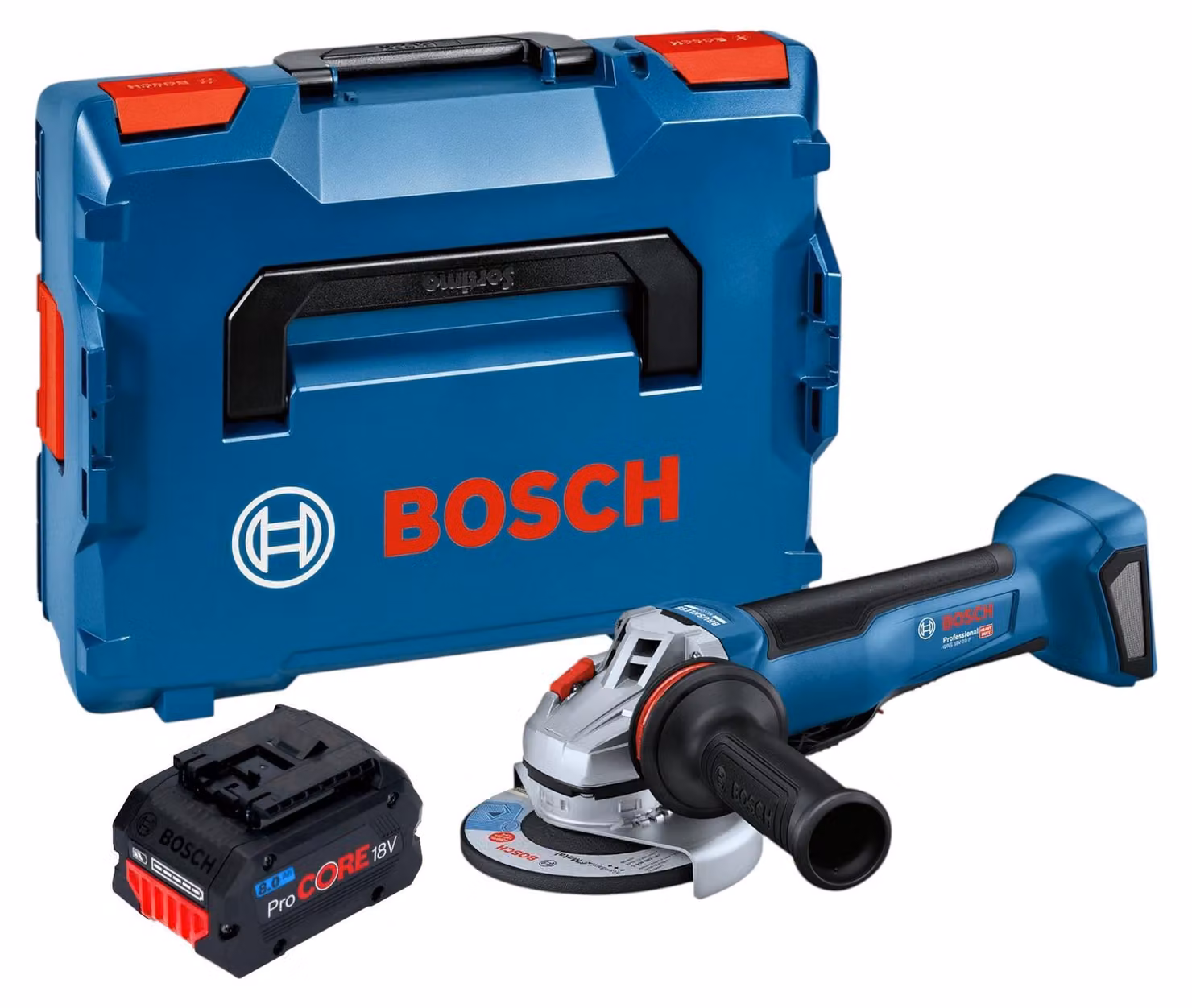 Smerigliatrice angolare a batteria Bosch GWS 18V-10 P Professional 18 V 125 mm Brushless + 1x batteria ProCORE da 8,0 Ah + L-Boxx - senza caricabatterie