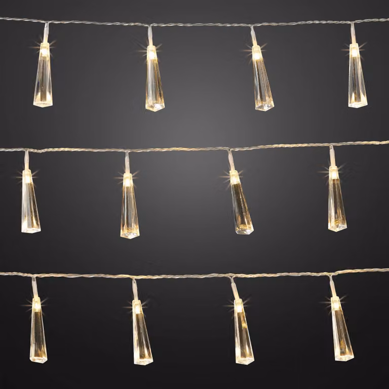 Catena luminosa a LED, mele di cristallo, 24 LED bianco caldo, 230 cm
