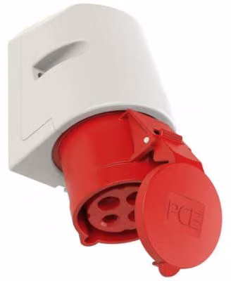 Presa di alimentazione 32 A, 400 V, 5 poli, 3P+Z+N, IP44, PCE Shark 125-6 – rossa