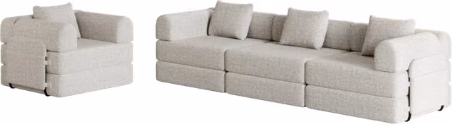 Divano letto singolo 2-in-1 con vano portaoggetti nel bracciolo, tre telai in metallo e configurazioni personalizzabili