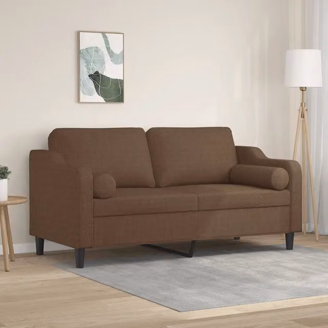 Divano a 2 posti moderno vidaXL in tessuto marrone con cuscini e coperture rimovibili