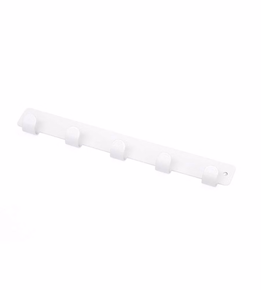 Sacar Appendiabiti Metallo Bianco Liscio - 5 Posti - 245x40x25mm