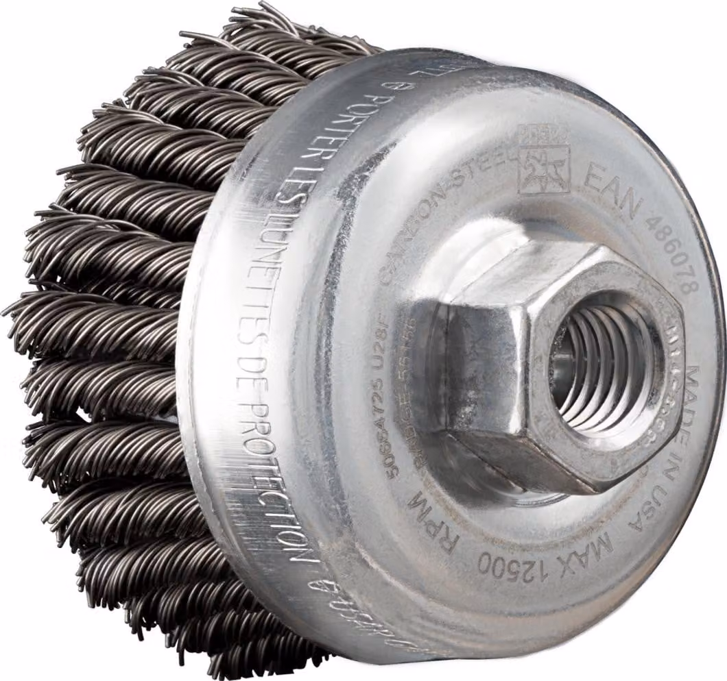 PFERD TOOLS POS spazzola a tazza a 2 file annodate TBG HD Ø 65 mm M14 filo d'acciaio Ø 0,50 mm smerigliatrice angolare