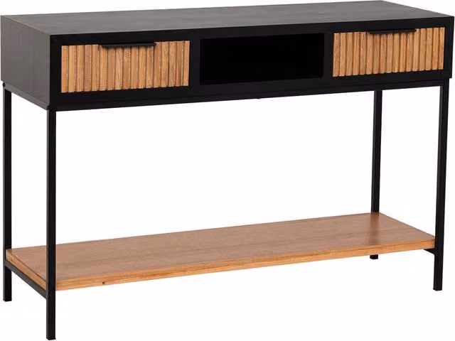 Mobile ingresso con due cassetti, legno e metallo, 120x40x69h cm