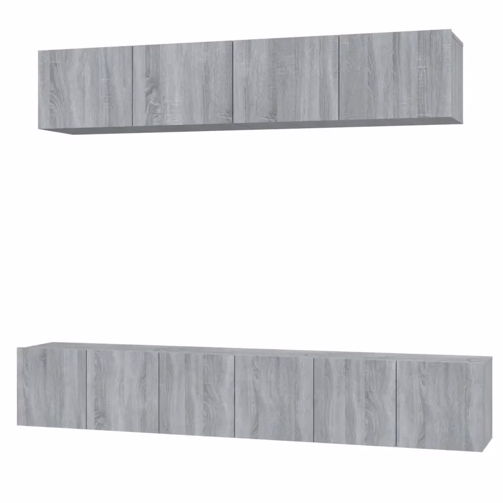 vidaXL Set di Mobili Porta TV 5 Pezzi Grigio in Legno Multistrato per Soggiorno, Design Classico e Parete – 2