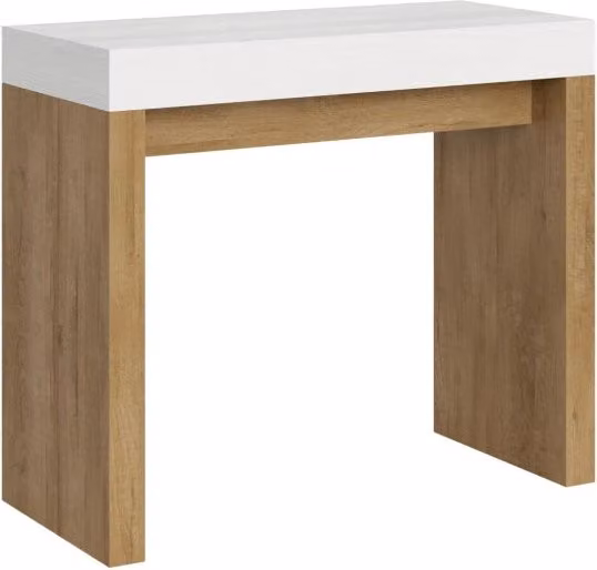 Consolle Allungabile 90-196x40x77 cm in Nobilitato Bianco e Marrone