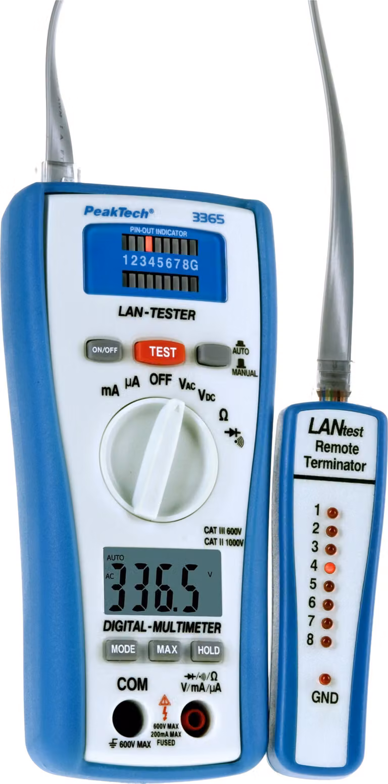 Multimetro digitale PeakTech P3365 con tester LAN 2000 conteggi 600V AC/DC 200mA AC/DC