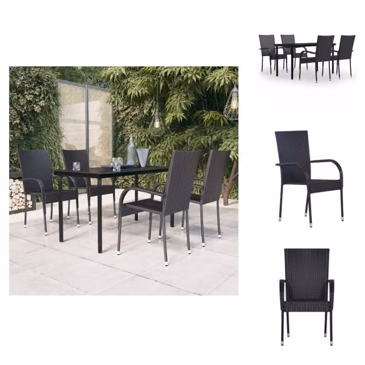 vidaXL Set da pranzo da giardino 5 pezzi nero - Set di mobili da giardino