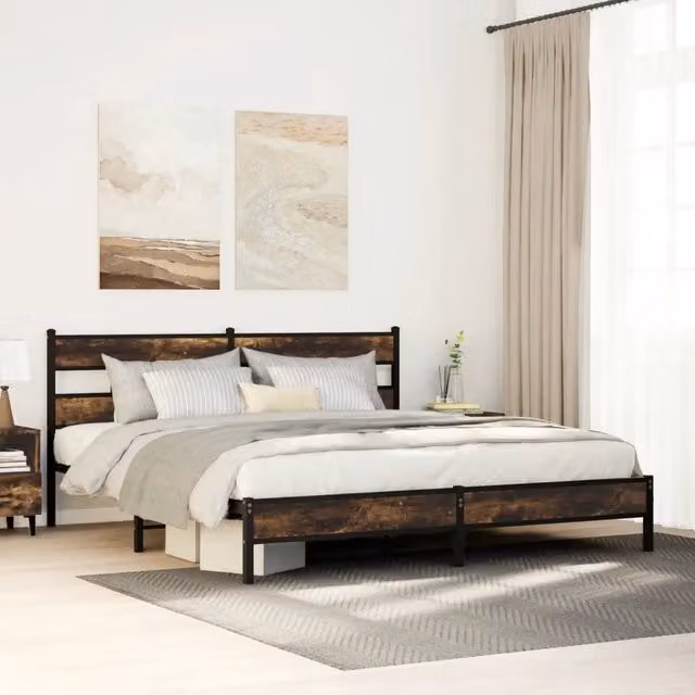 Giroletto in metallo vidaXL colore rovere fumo senza materasso L: 187 cm, P: 219 cm, H: 91,5 cm – 1