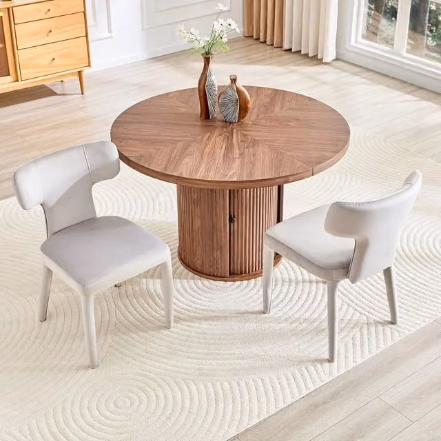 Set di 2 sedie da pranzo moderne Minimal con schienale a T, seduta imbottita in tessuto grigio e gambe in metallo per cucina e soggiorno – 1