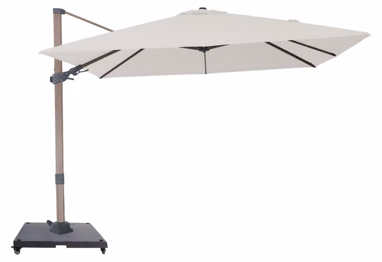 AXI Alina Ombrellone Decentrato Quadrato 300 x 300 cm, Effetto Rovere/Grigio, con Base | Per giardino/Terrazza con Struttura Verniciata a Polvere |