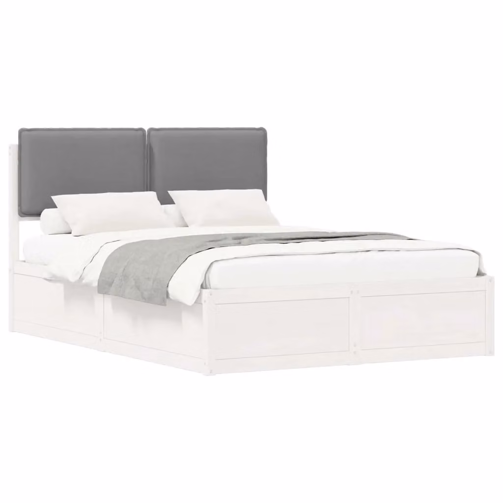 Letto con testiera rivestita vidaXL in legno di pino e tessuto grigio L: 140.5 cm, P: 195.5 cm, H: 93.0 cm – 2